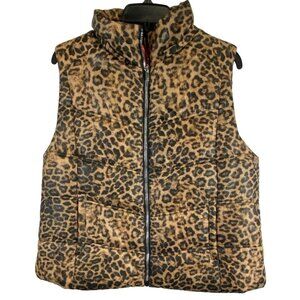 Juicy‎ Couture Women's Animal Print Puffer Vest, Size XL, Layering Pink Lining